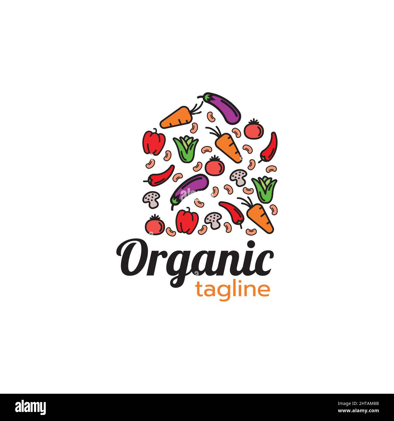 Modèle vectoriel de conception de logo d'illustration d'aliments biologiques Illustration de Vecteur