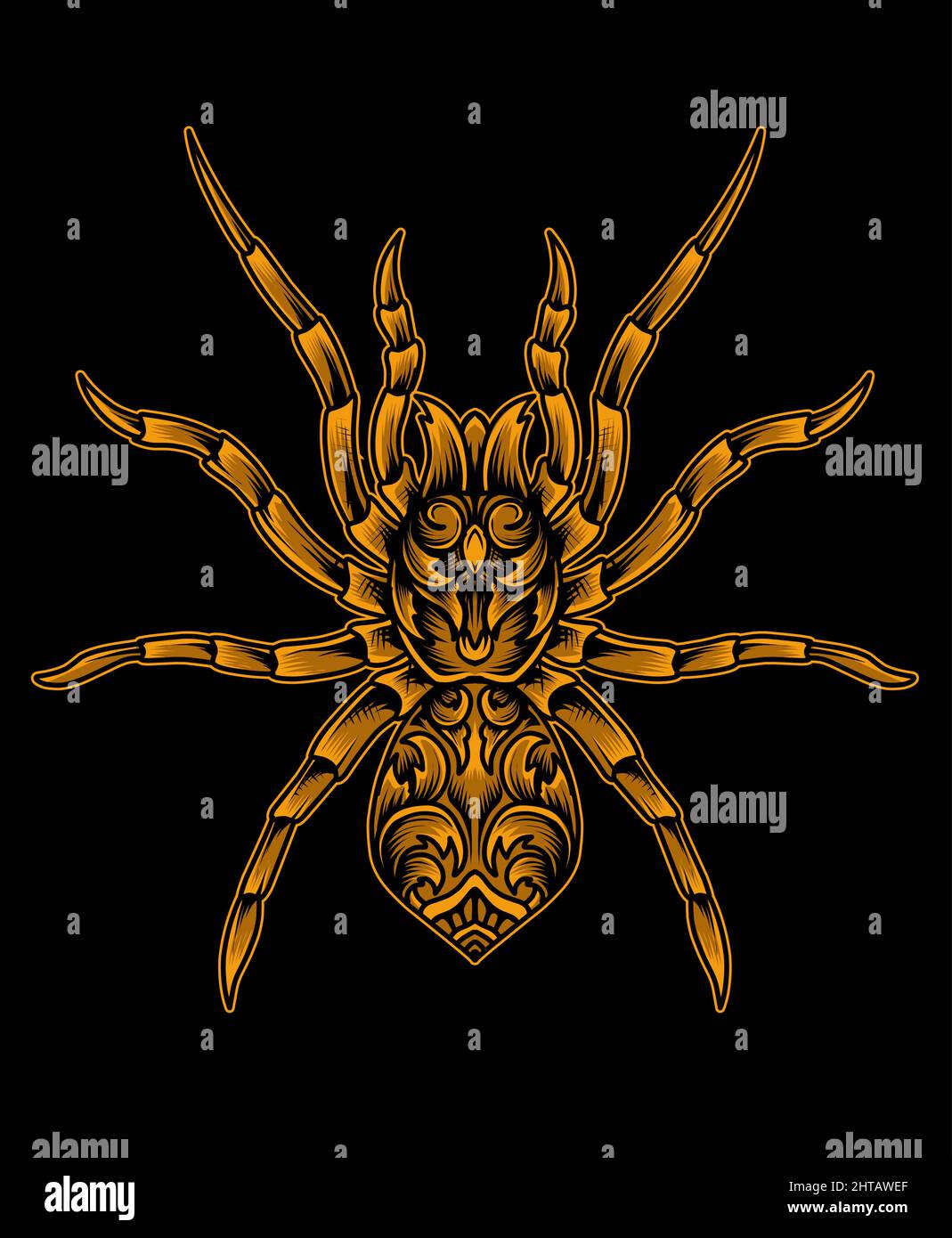 Illustration vecteur araignée gravure style ornement Illustration de Vecteur