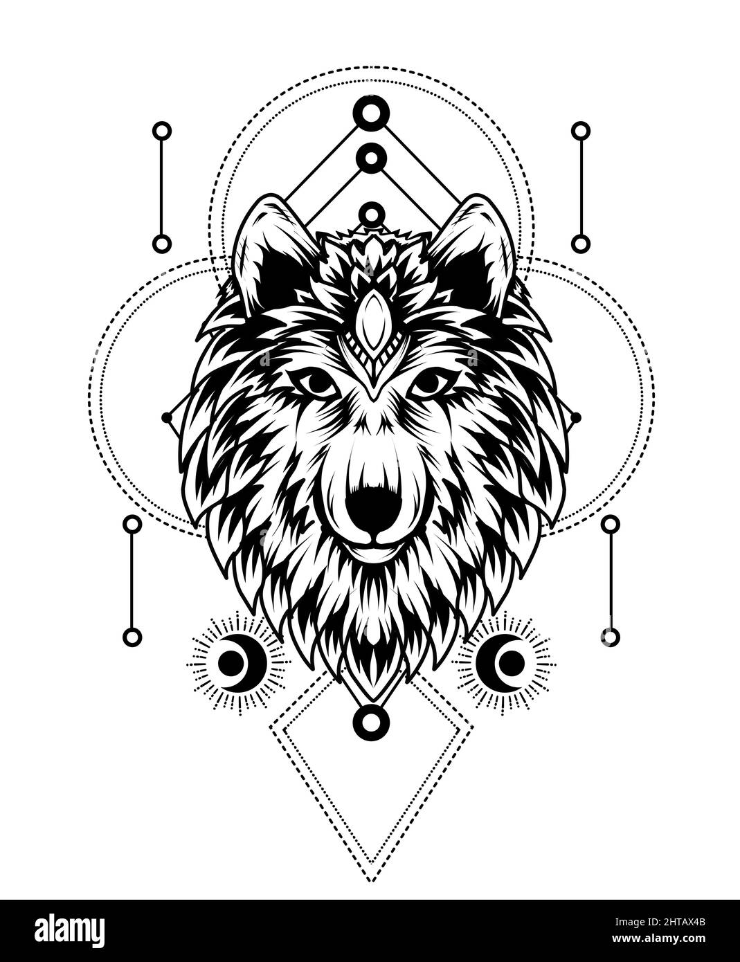 Illustration vectorielle dessinée à la main Wolf Head Illustration de Vecteur