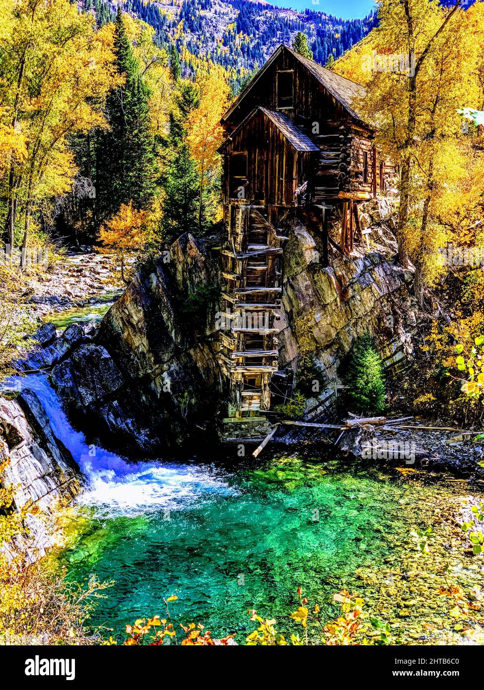 Old Crystal Mill, Colorado, États-Unis Banque D'Images