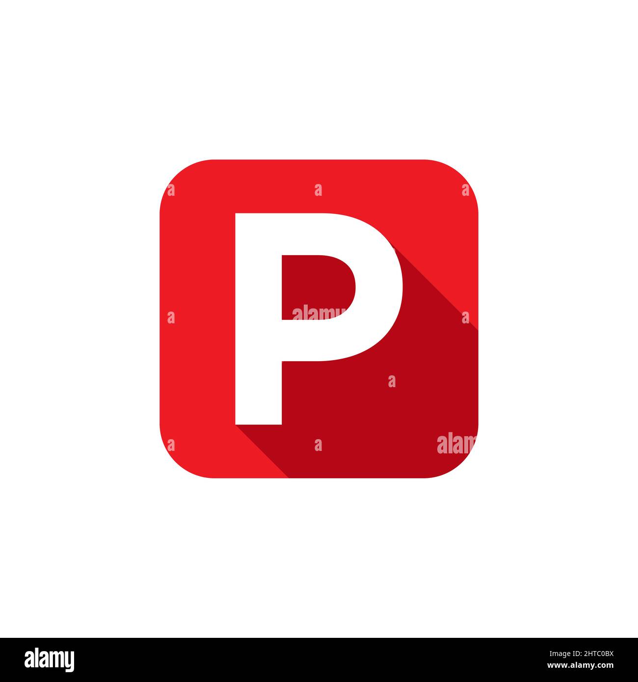 Alphabet, symbole de texte icône plate P lettre avec modèle de long Shadow Sign Illustration de Vecteur