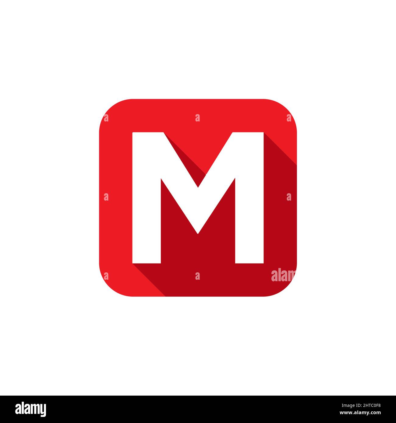 Lettre M avec modèle de signe ombré long, avec alphabet, symbole de texte plat Illustration de Vecteur