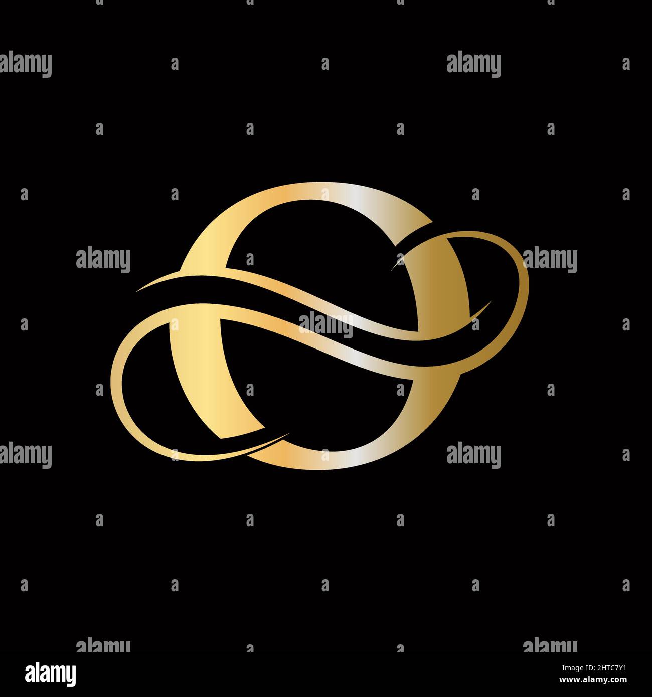O modèle de logo de luxe initial de lettre. O logo Golden concept. O logo lettre avec couleur dorée de luxe et monogramme Illustration de Vecteur