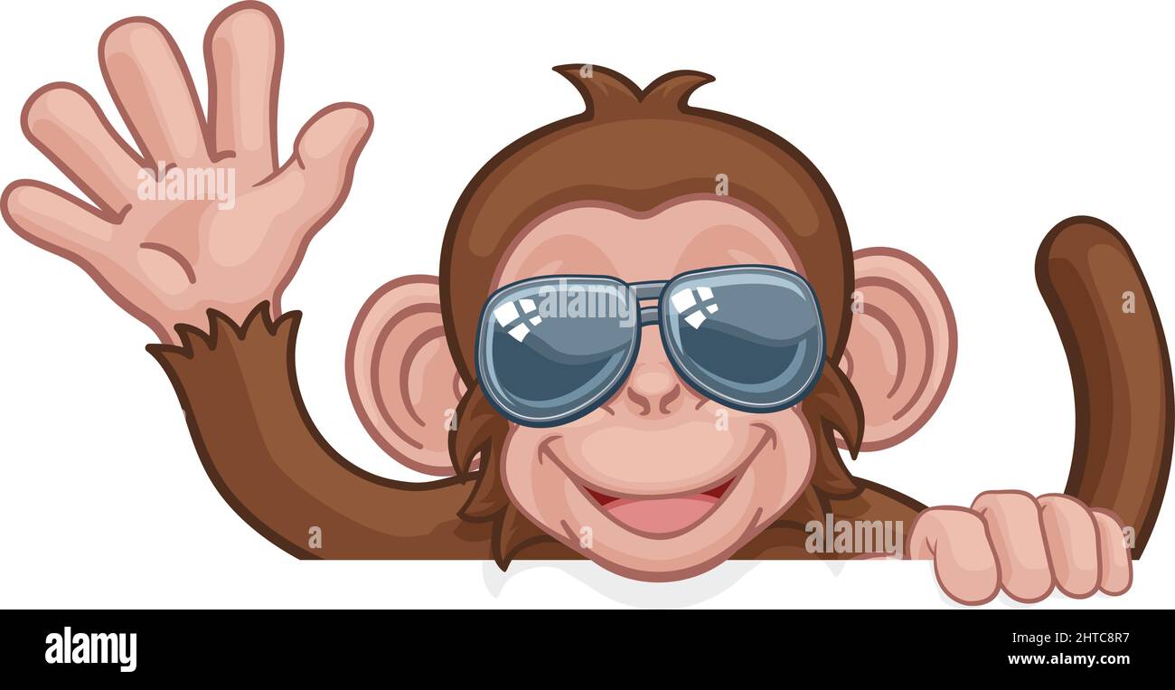 Monkey lunettes de soleil dessin animé panneau animal Illustration de Vecteur