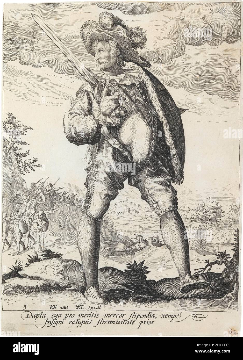 Soldat armé de Broadsabre et de Shield, 1587. Collection privée. Banque D'Images