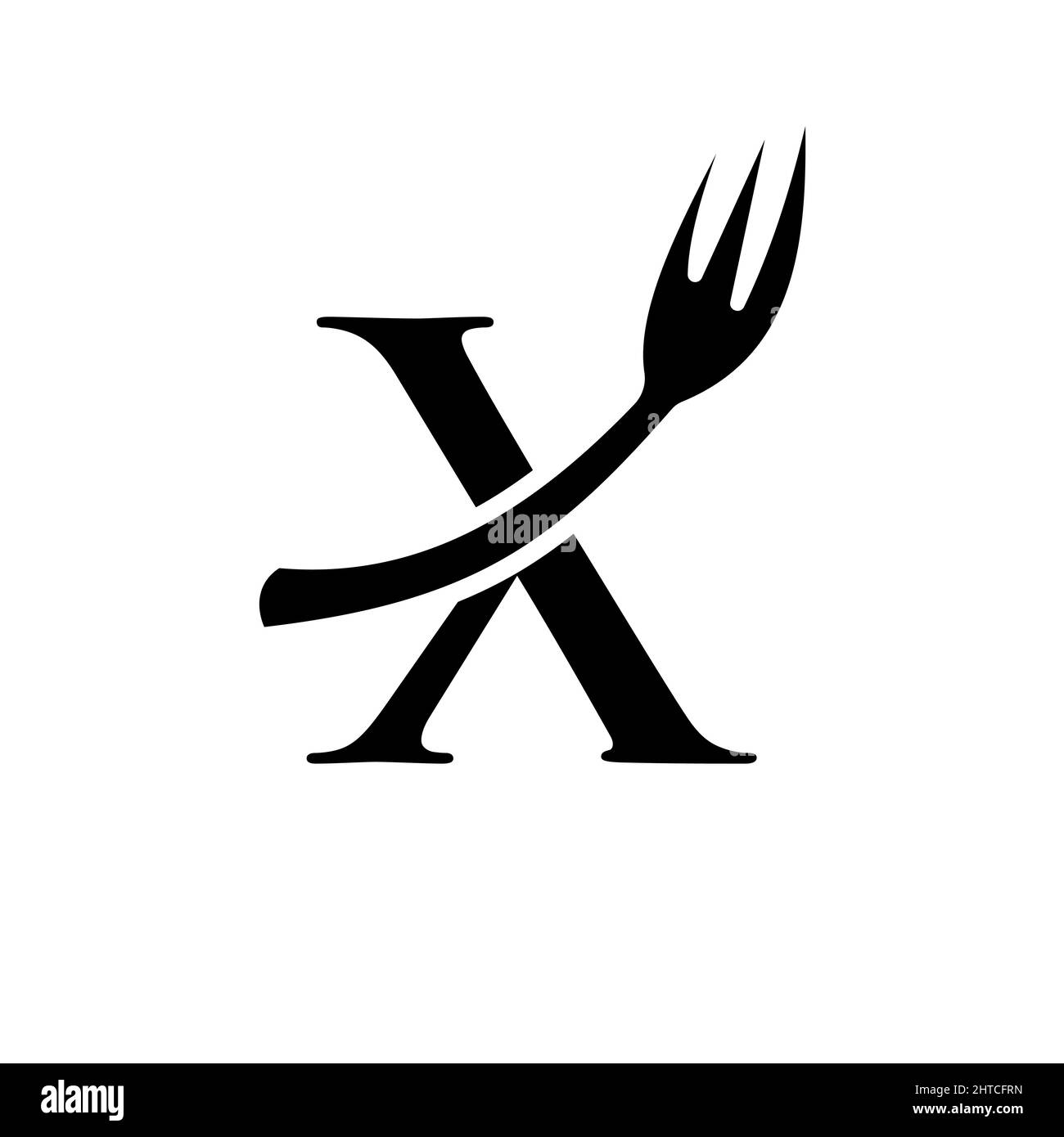 Modèle de logo de restaurant sur la lettre X. lettre X logo de restaurant Design Illustration de Vecteur