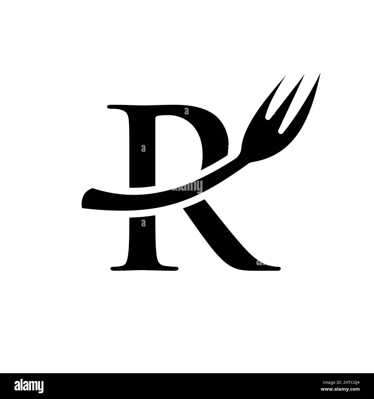 Modèle de logo de restaurant sur la lettre R. lettre R logo de restaurant Design Illustration de Vecteur