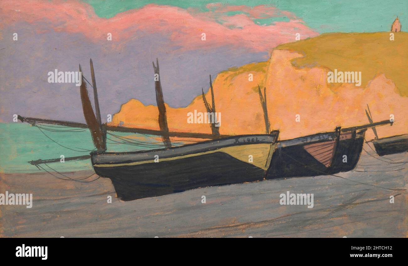 Barques à Étretat, 1902. Collection privée. Banque D'Images