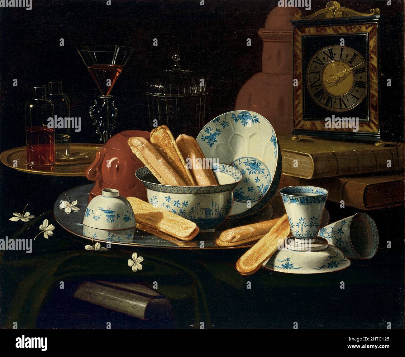 Biscuits, porcelaine et une casserole en faïence, début 18th cen. Collection privée. Banque D'Images