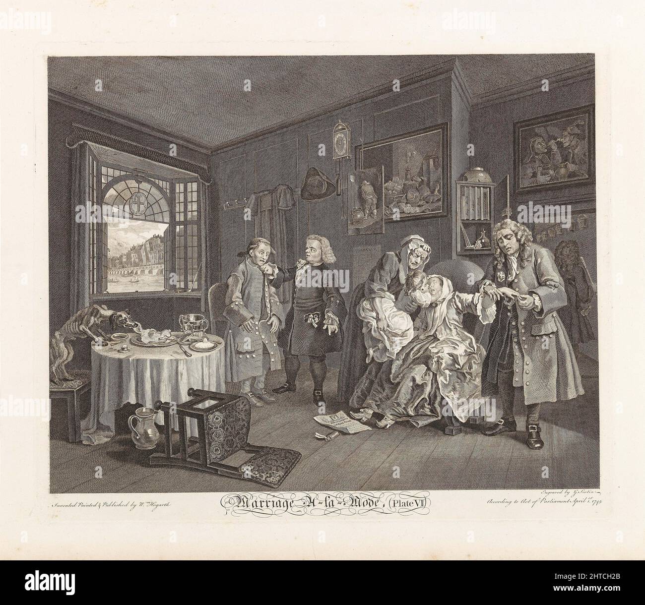 Mode mariage à la. Plaque VI: La mort de la Dame, 1745. Collection privée. Banque D'Images