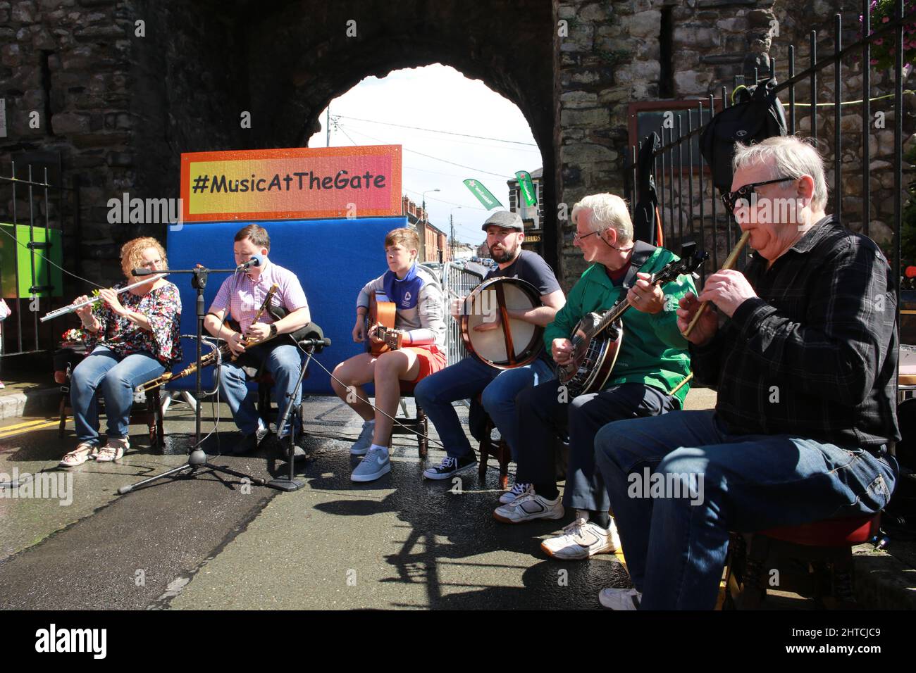 Des musiciens jouent au Fleadh en Irlande Banque D'Images