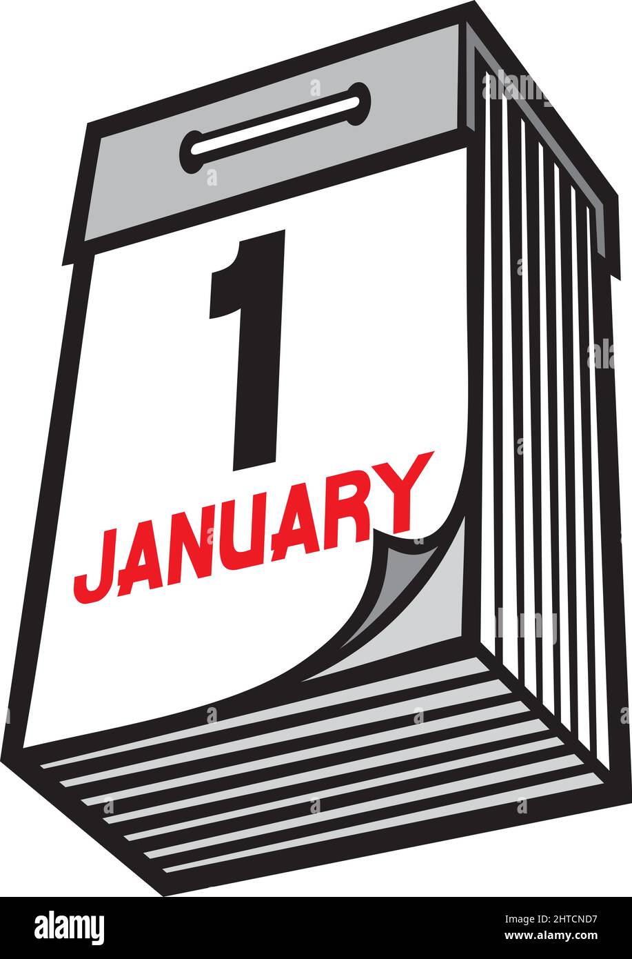 Illustration vectorielle du calendrier papier détachable du premier janvier Illustration de Vecteur