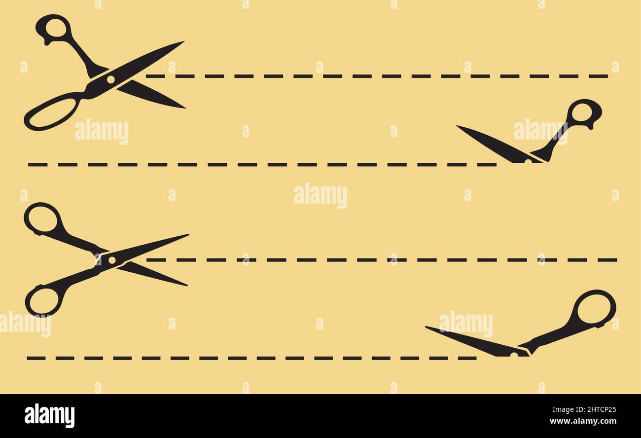 Illustration vectorielle des lignes de coupe de ciseaux Illustration de Vecteur