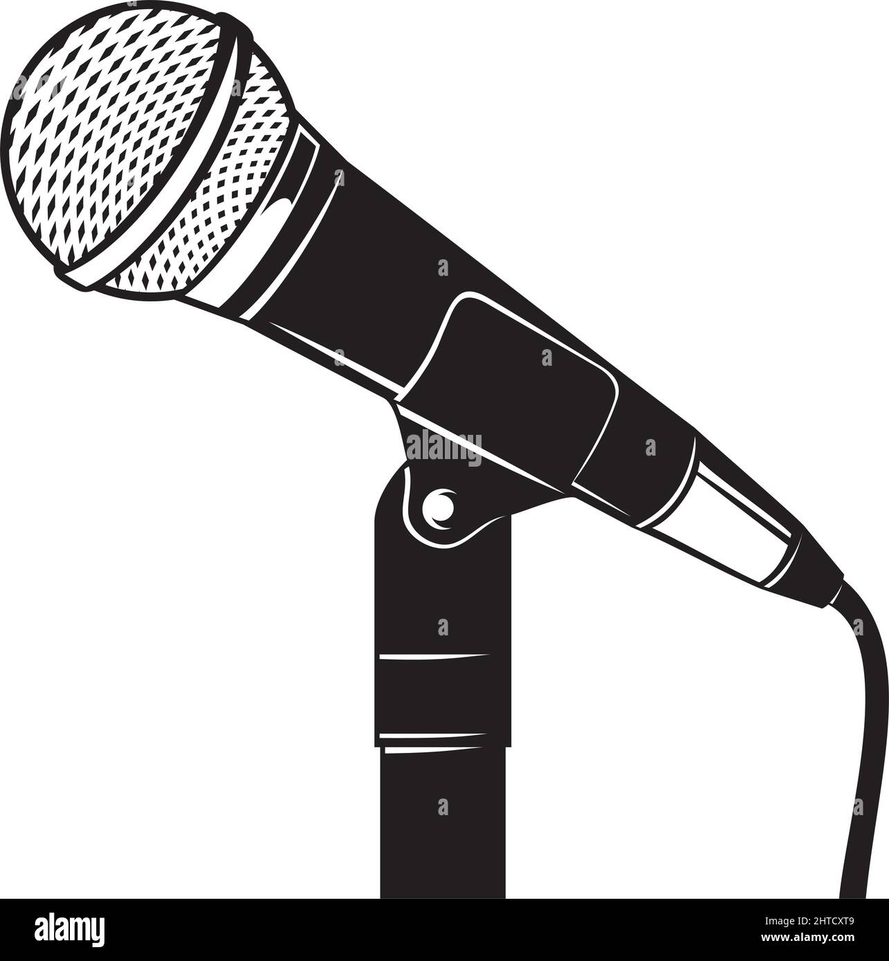 Microphone rétro avec illustration du vecteur du support Illustration de Vecteur