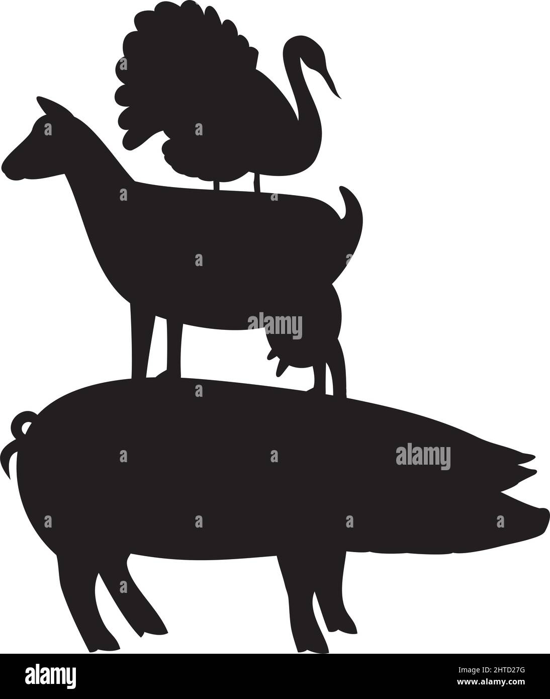 Animaux de ferme domestiques - illustration du vecteur de porc, de dinde et de chèvre Illustration de Vecteur