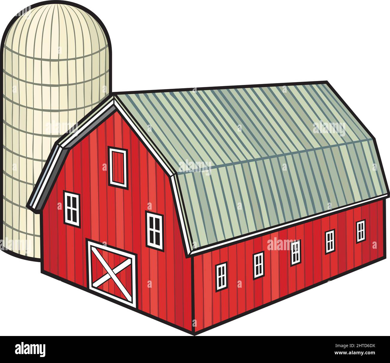 Grange rouge et silo (granary). Illustration vectorielle. Illustration de Vecteur