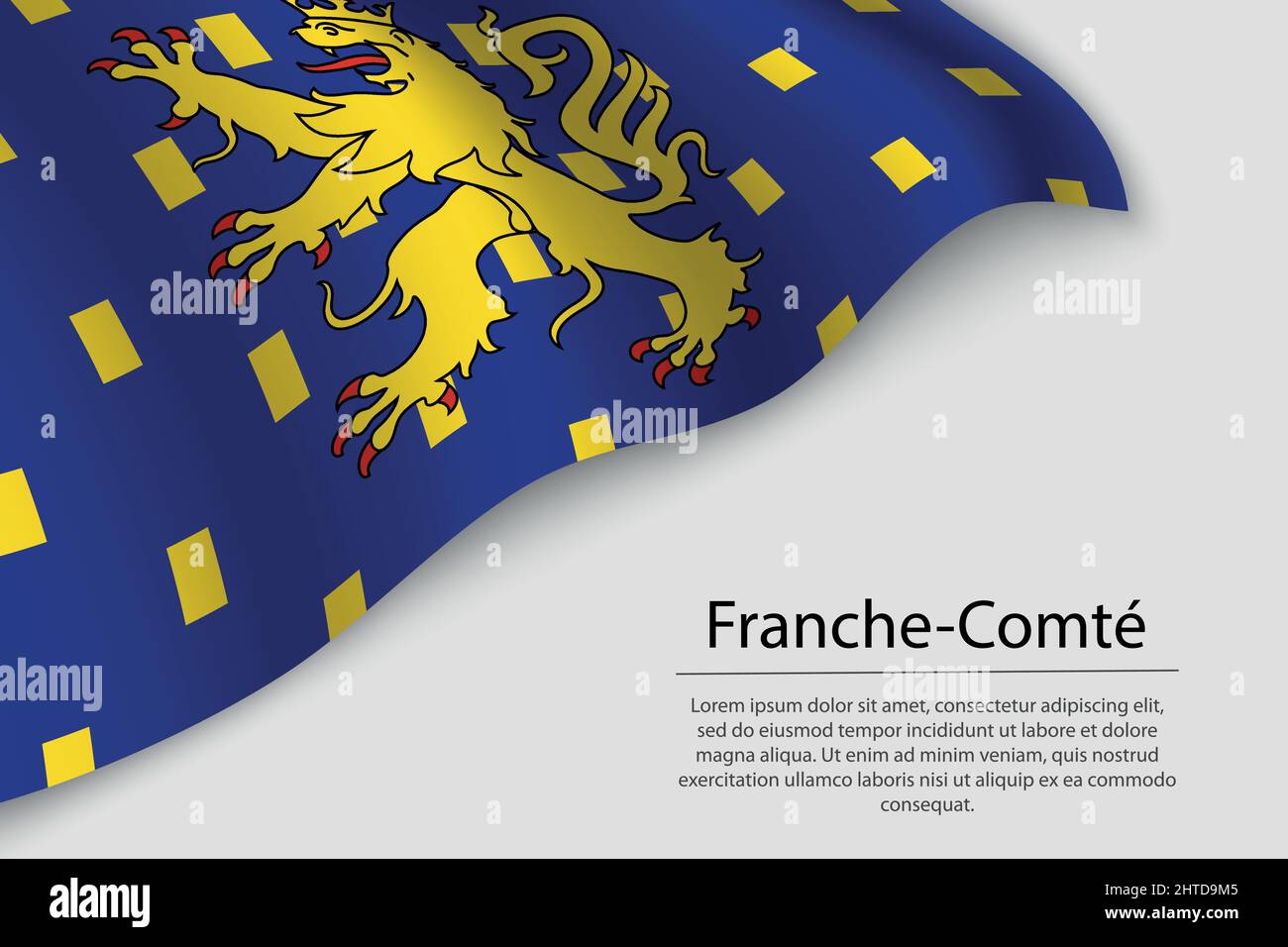 Drapeau à vagues de Franche-Comté est une région de France. Modèle vectoriel de bannière ou de ruban Illustration de Vecteur