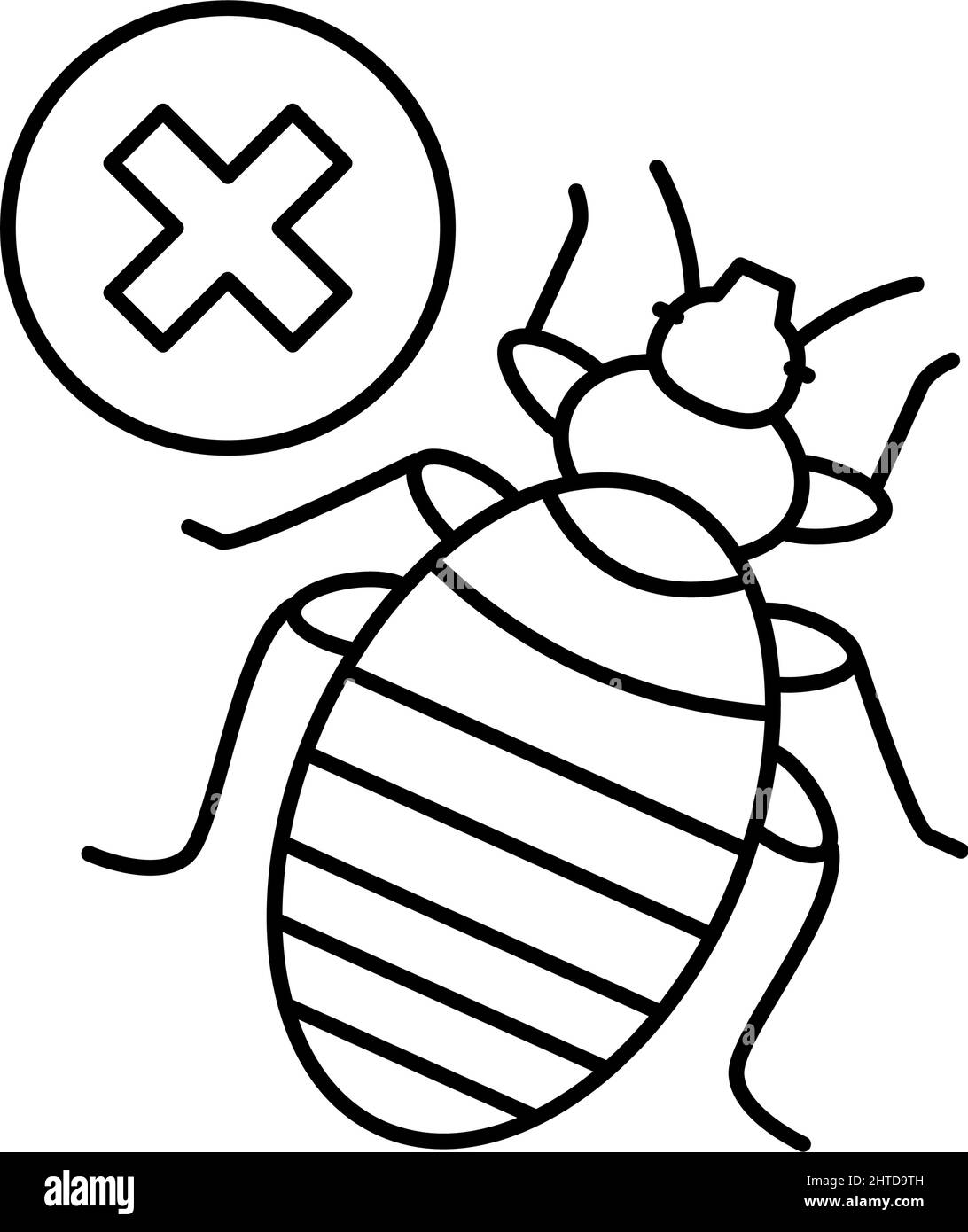 illustration vectorielle de l'icône de la ligne de traitement des punaises de lit Illustration de Vecteur