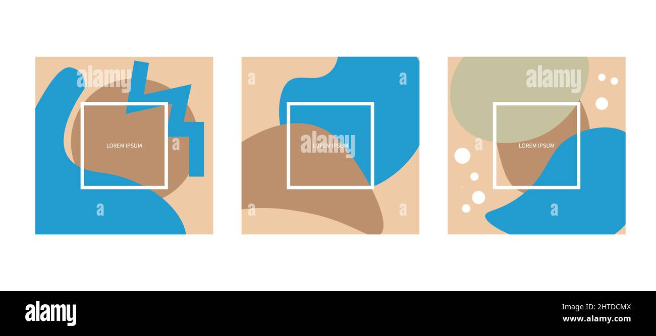 Ensemble de modèles carrés pour les réseaux sociaux. Cartes aux formes abstraites lisses. Collage, poster abstrait avec spots. Illustration vectorielle Illustration de Vecteur