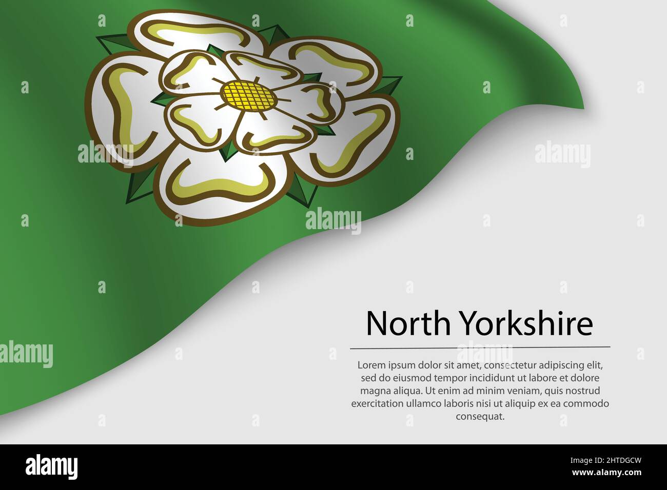 Le drapeau à vagues du Yorkshire du Nord est un comté d'Angleterre. Modèle vectoriel de bannière ou de ruban Illustration de Vecteur