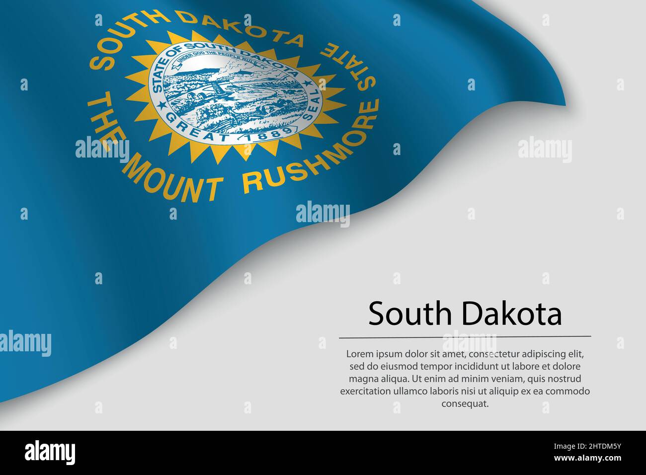 Le drapeau d'onde du Dakota du Sud est un état des États-Unis. Modèle vectoriel de bannière ou de ruban Illustration de Vecteur
