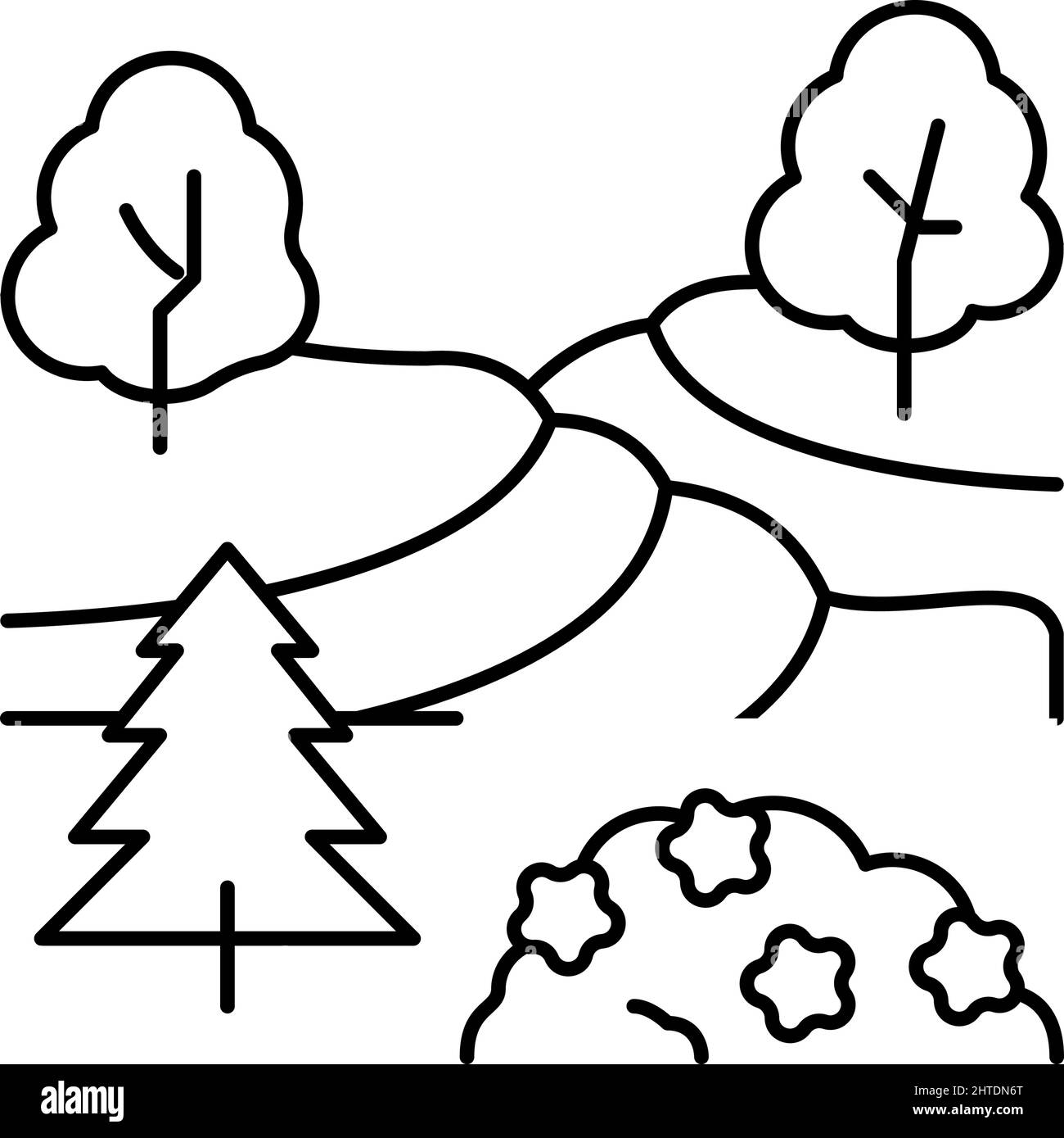 illustration vectorielle de l'icône de la ligne de services d'entretien paysager Illustration de Vecteur