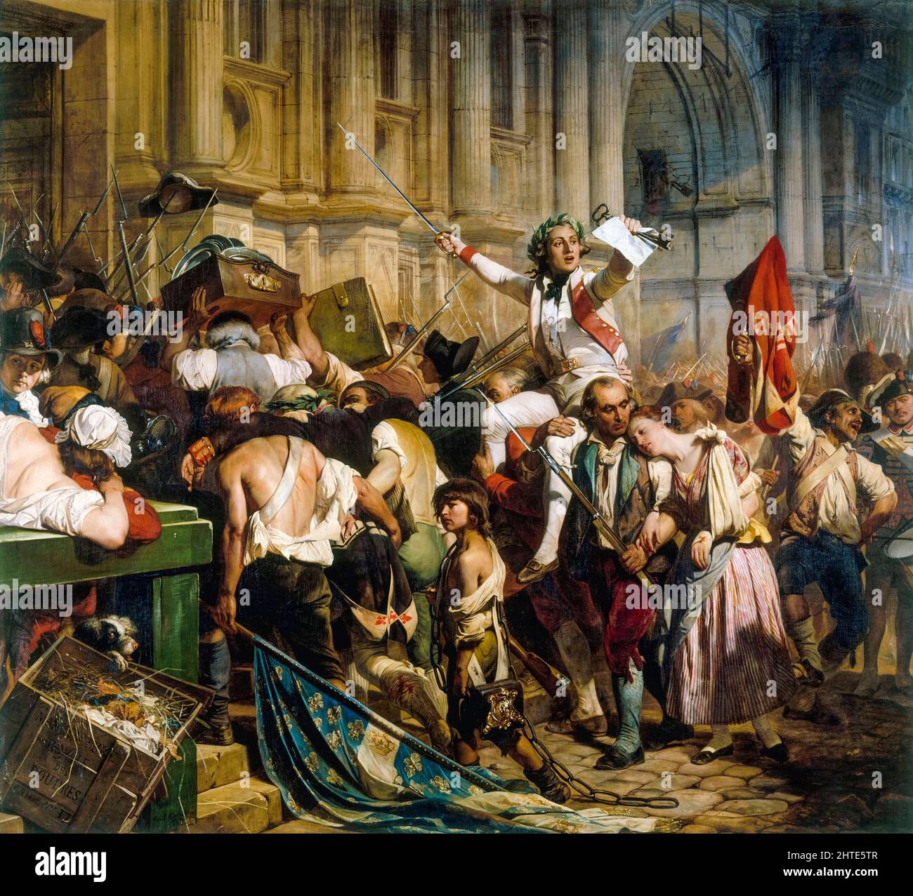 Les vainqueurs de la Bastille devant l'Hôtel de ville, juillet 14th 1789, huile sur toile peinture de la Révolution française de Paul Delaroche, 1830-1838 Banque D'Images