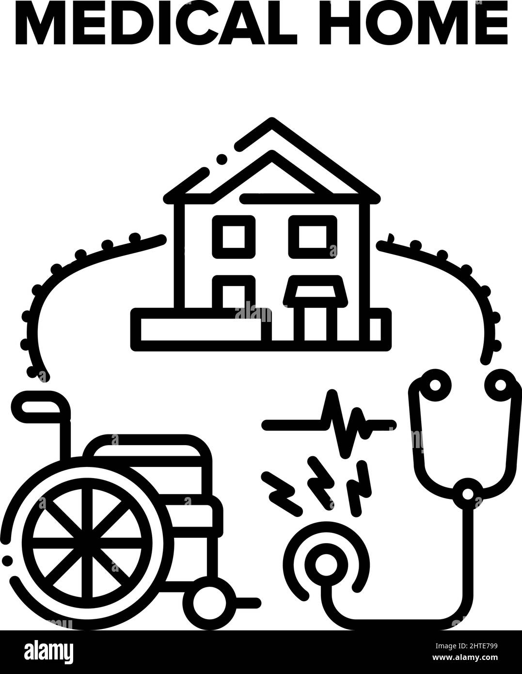 Illustration noire du concept Medical Home Vector Illustration de Vecteur