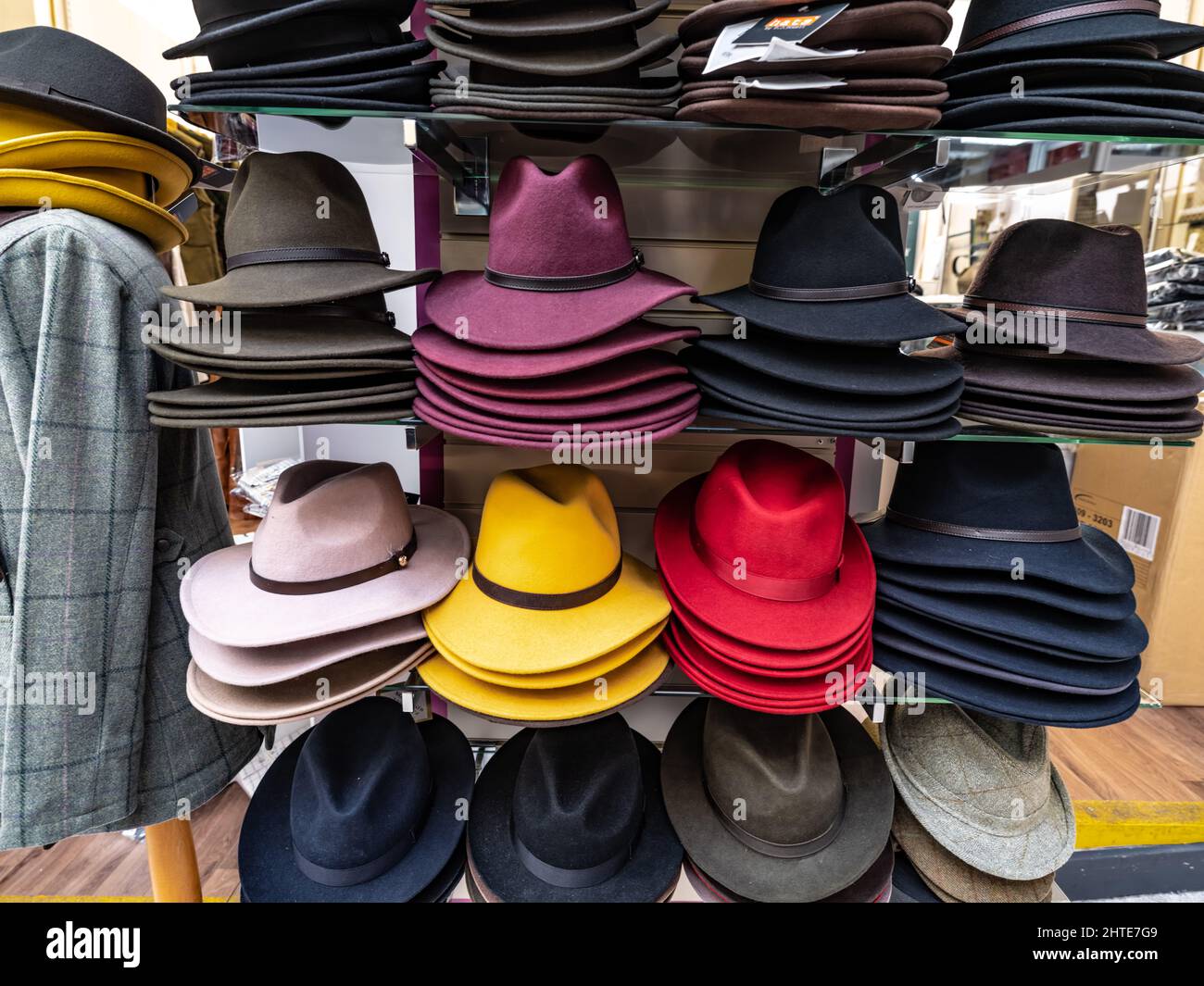 Fedora en feutre résistant à l'eau multicolore en laine 100% Banque D'Images