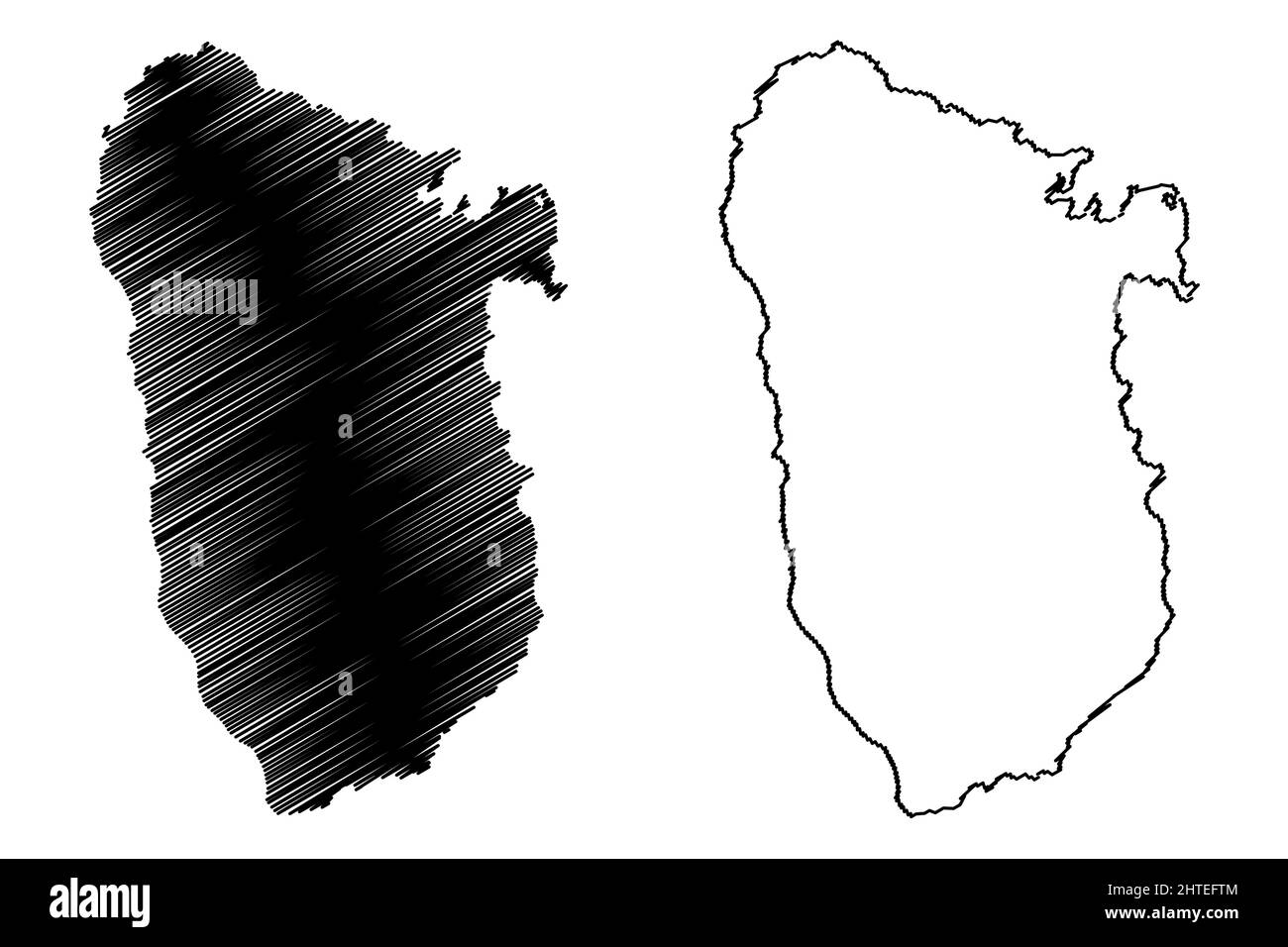 Îles Basse-Terre (France, République française, archipel de la Guadeloupe, îles Leeward, Petites Antilles) illustration vectorielle de la carte, croquis de scribble Basse Illustration de Vecteur