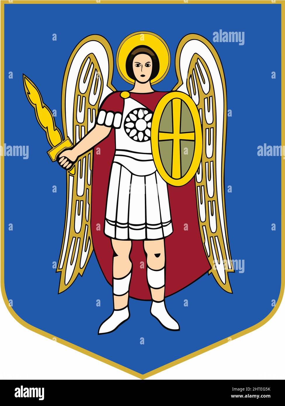 Blason de l'icône de Kiev sur le bouclier. Bouclier bleu séparé sur blanc. Icône traditionnelle, symbole, -SupplémentalCategories+=Images Illustration de Vecteur