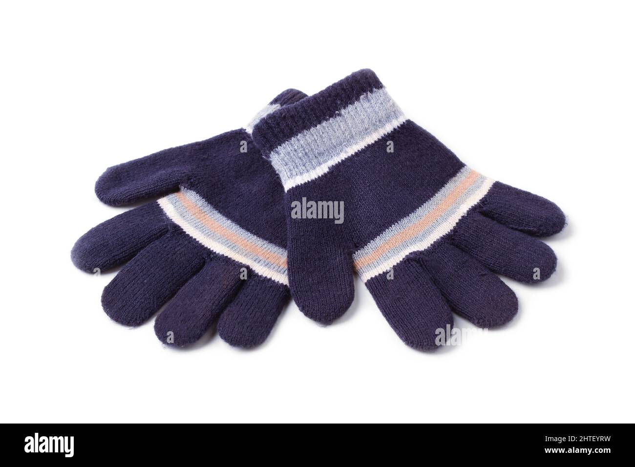 Gants tricotés en laine pour enfants isolés sur du blanc Photo Stock - Alamy