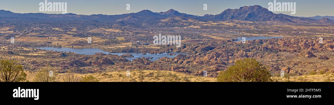 Watson et Willow Lakes vus de Glassford Hill, Arizona Banque D'Images