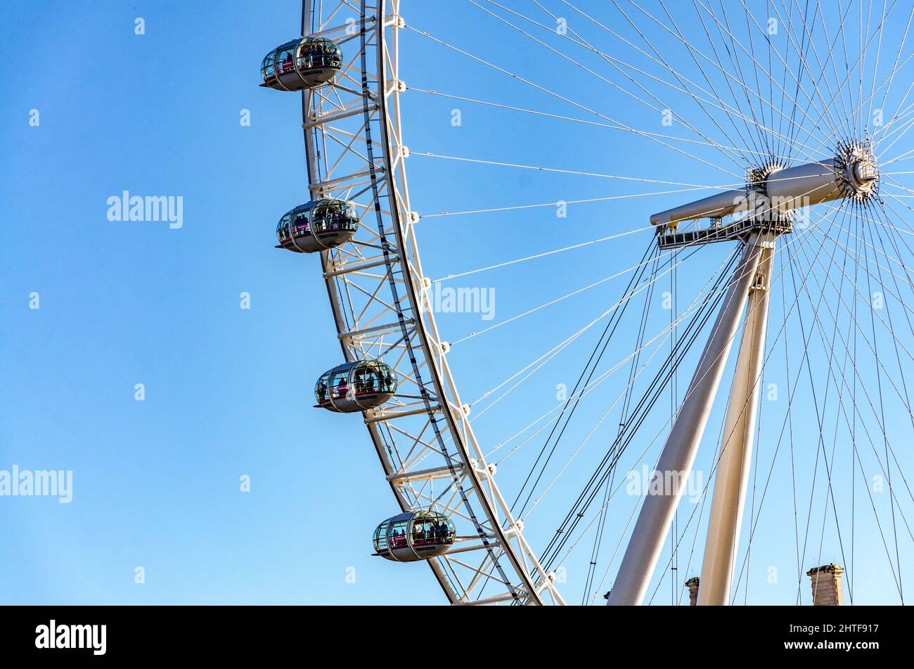 Vue rapprochée de PODS on the London Eye, un site touristique de Londres, au Royaume-Uni Banque D'Images