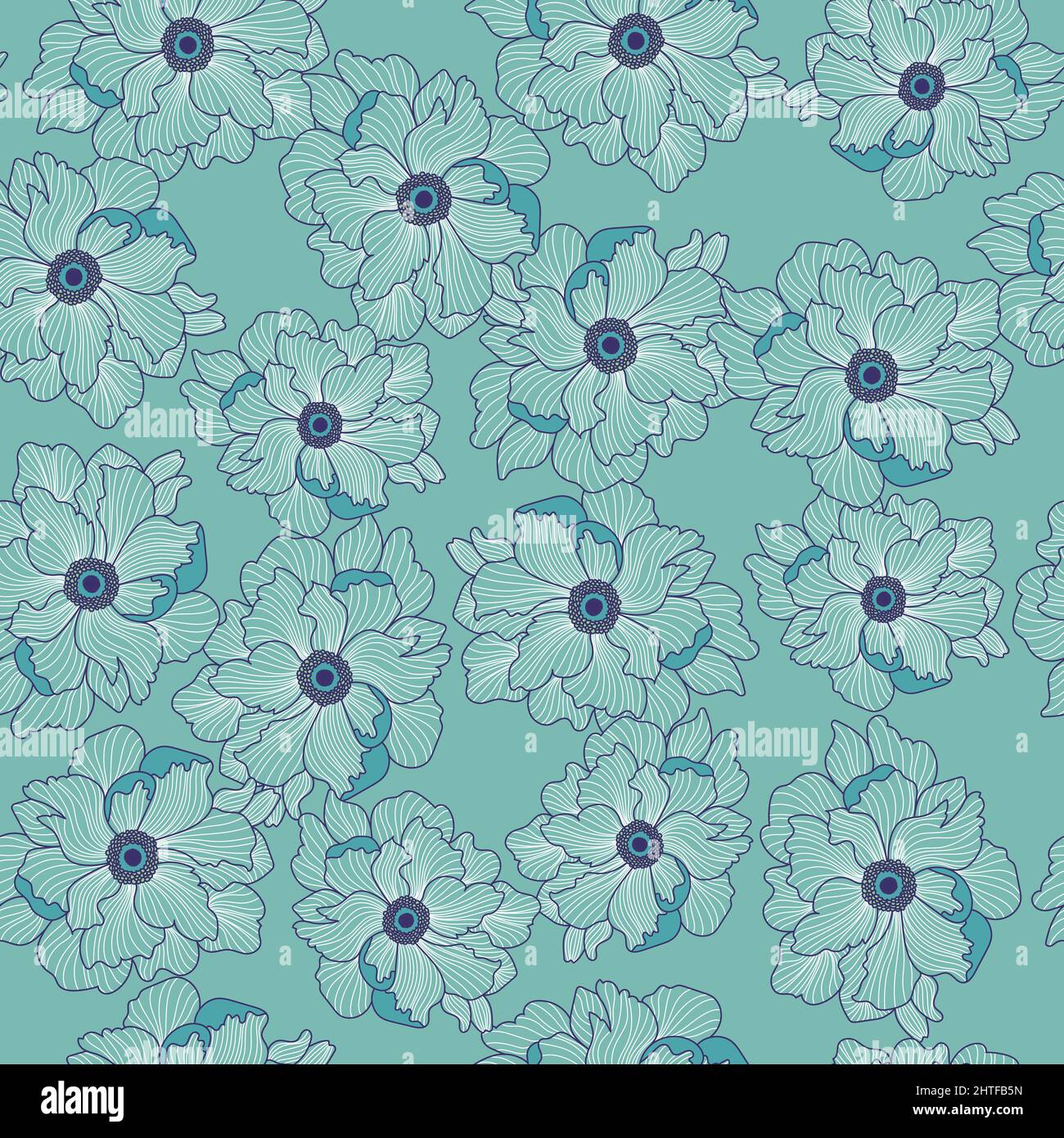 Imprimé fleurs de pivoine. Motif fleuri sans couture. Conception de plantes pour tissus, conception de tissus, couvertures, fabrication, papiers peints, imprimé, papier cadeau et mode. Illustration de Vecteur