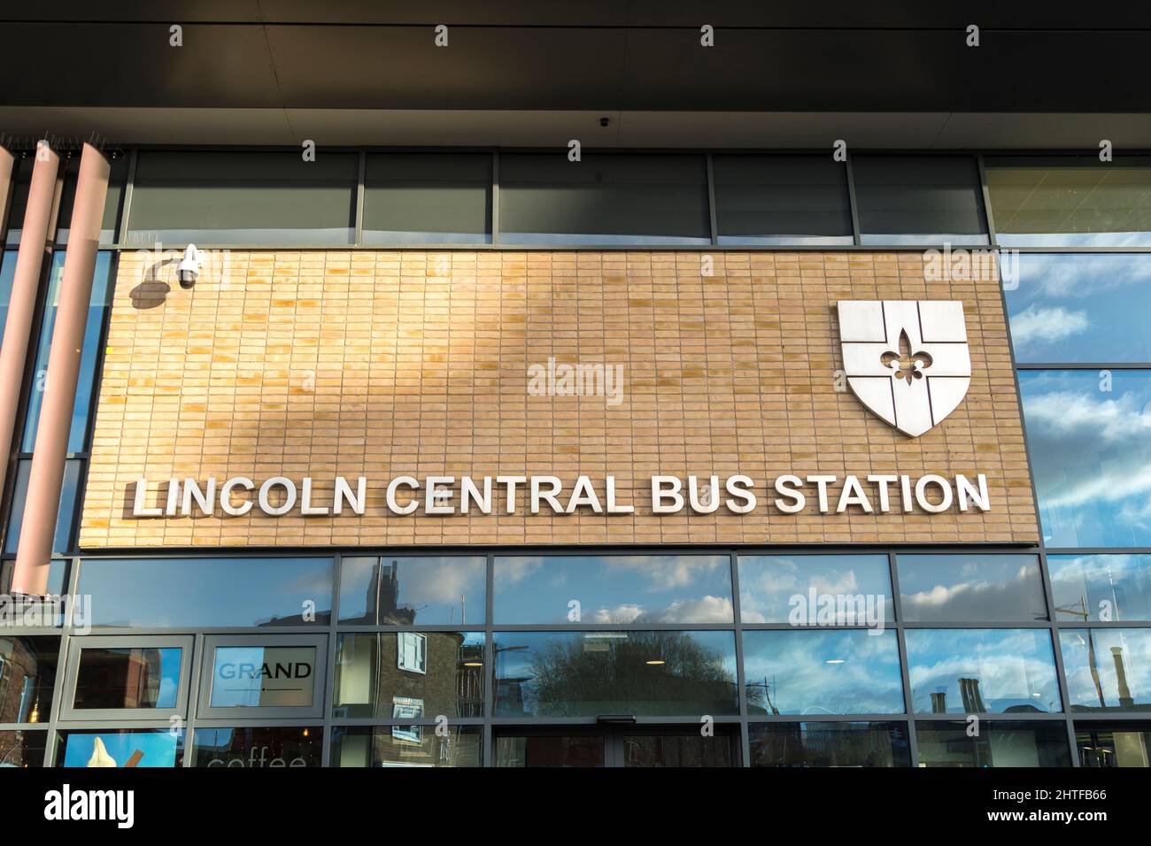 Gare routière centrale de Lincoln panneau transport Hub Lincoln City 2022 Banque D'Images