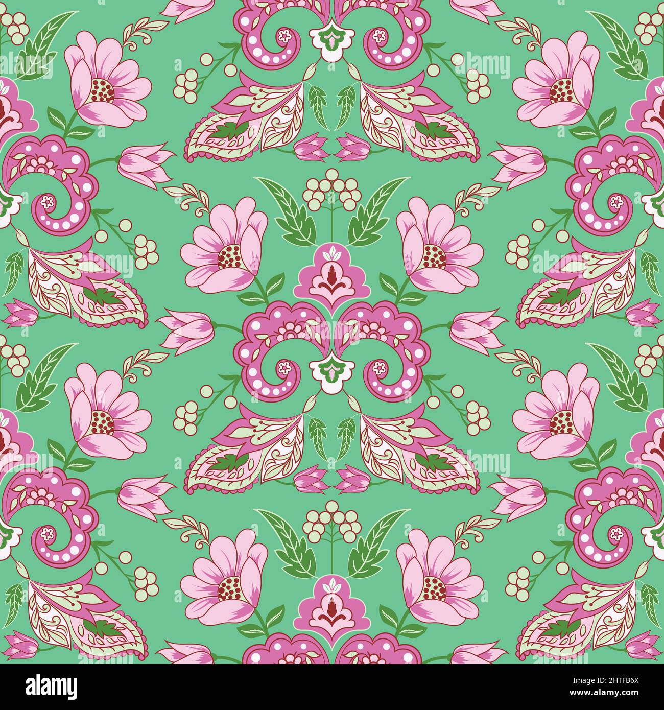 Vintage folk motif fleuri sans couture pour le tissu, le motif en tissu, les couvertures, la fabrication, le papier peint, imprimé, papier cadeau et mode. Illustration de Vecteur