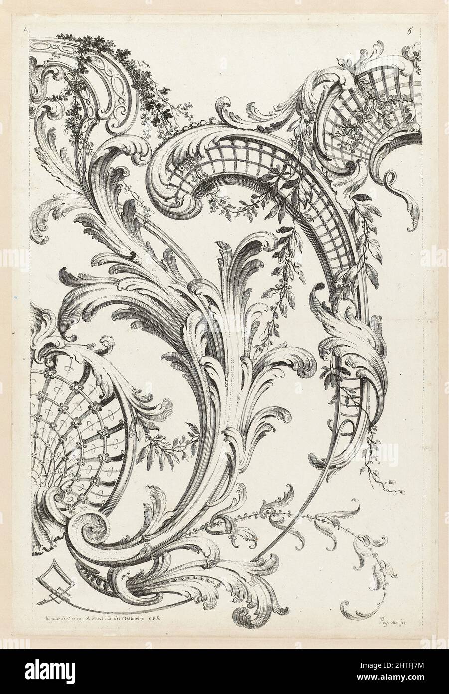 Alexis Peyrotte - Cartouts de coquillages et motif de feuilles d'Acanthus Banque D'Images