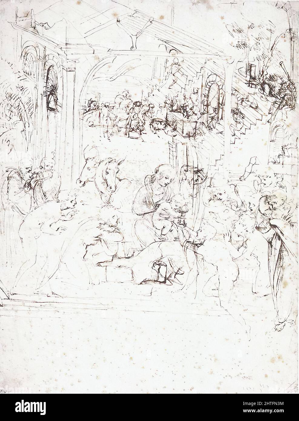 Leonardo Da Vinci - Design pour l'adoration Magi 1478 Banque D'Images