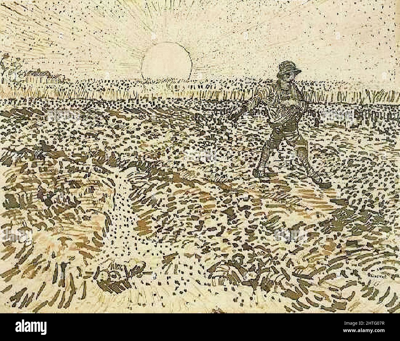 Vincent Van Gogh - Sower avec le soleil de 1888 Banque D'Images