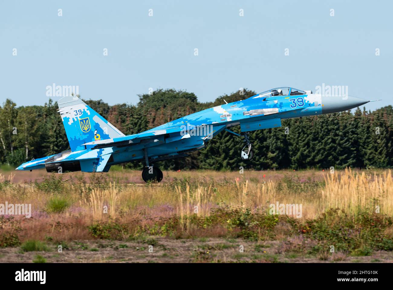 Un avion de chasse à deux moteurs Sukhoi su-27 de l'Armée de l'Air ukrainienne. Banque D'Images