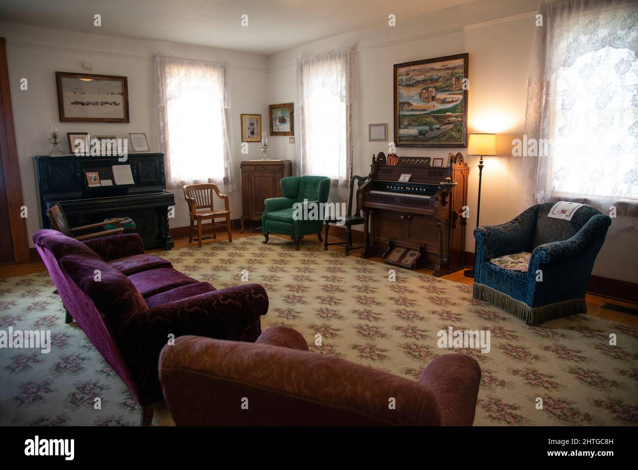 Salon exposition montrant la vie à la maison en Amérique en 1940s Banque D'Images
