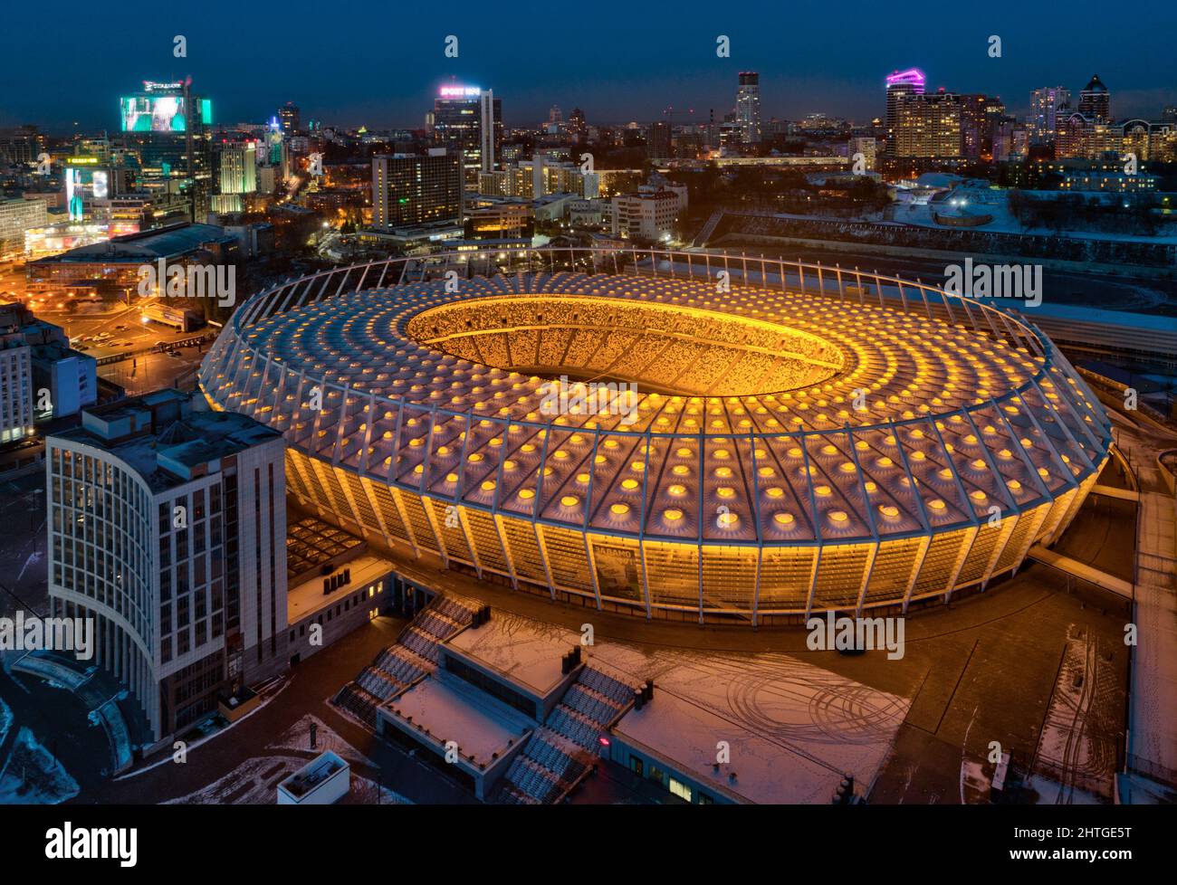 Kiev le complexe sportif national Olimpiyskiy, Kiev, Ukraine extérieur du stade Banque D'Images