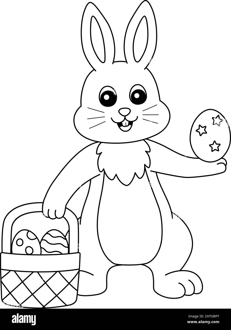 Lapin tenant un panier de Pâques couleur isolée Illustration de Vecteur
