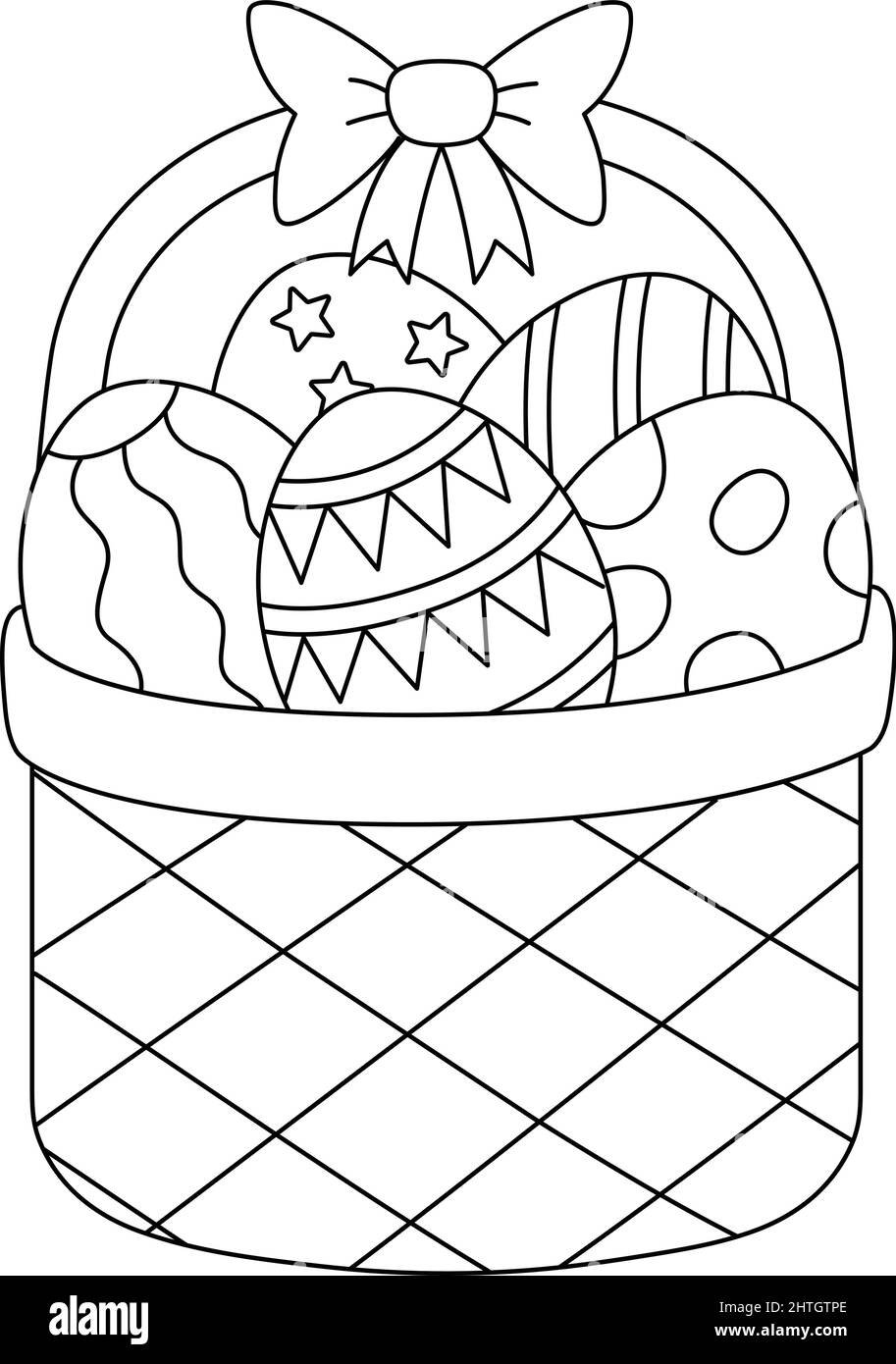 Panier de Pâques page de coloriage isolée pour enfants Illustration de Vecteur