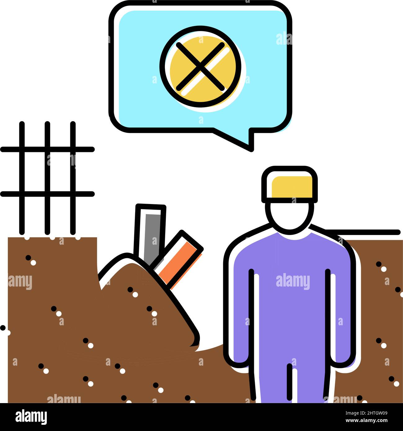 illustration vectorielle de l'icône de couleur d'élimination des sols contaminés Illustration de Vecteur