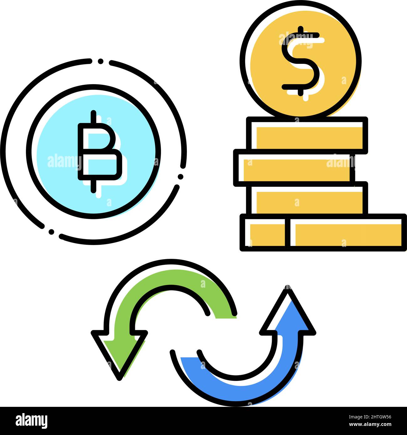 illustration vectorielle de l'icône de couleur currancy money to bitcoin Illustration de Vecteur