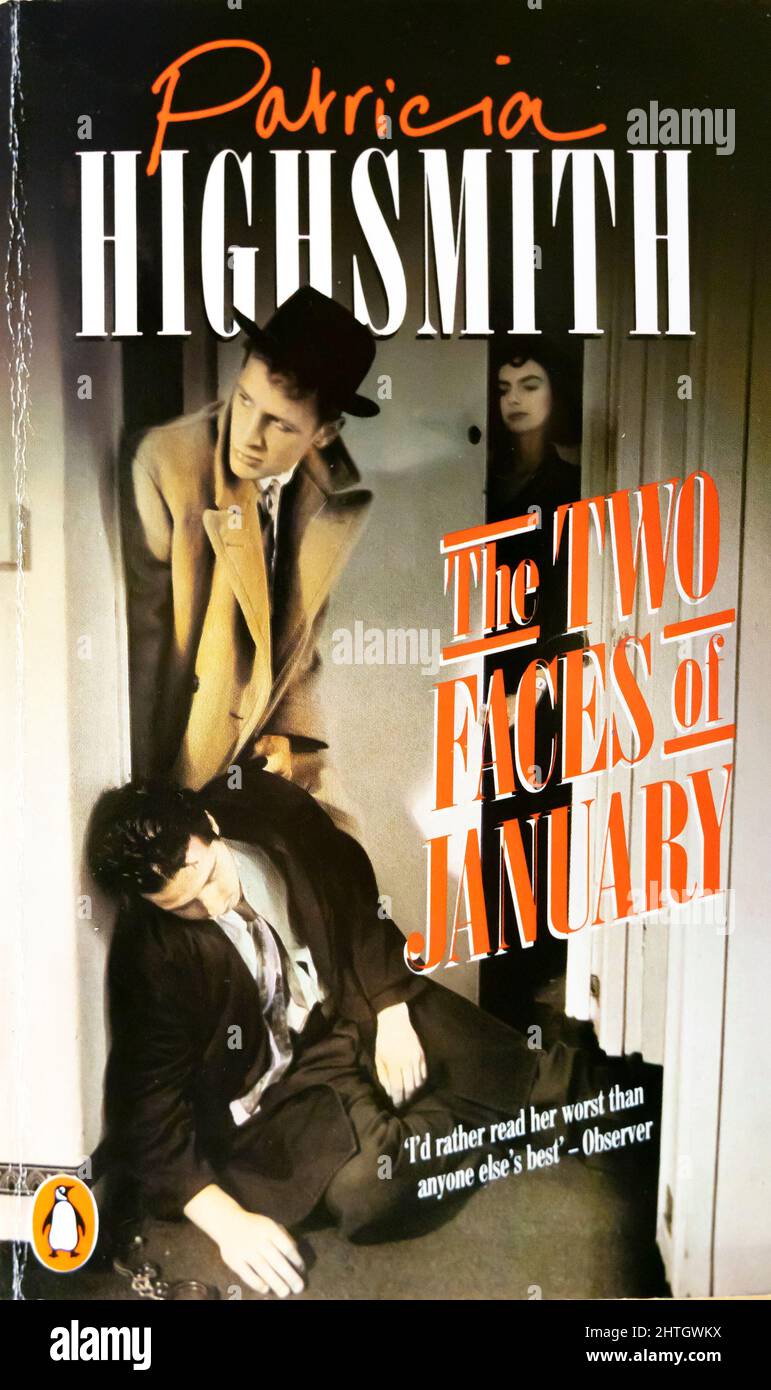 Couverture de livre de Patricia Highsmith roman The Two faces of January, 1964, par Penguin Books Banque D'Images