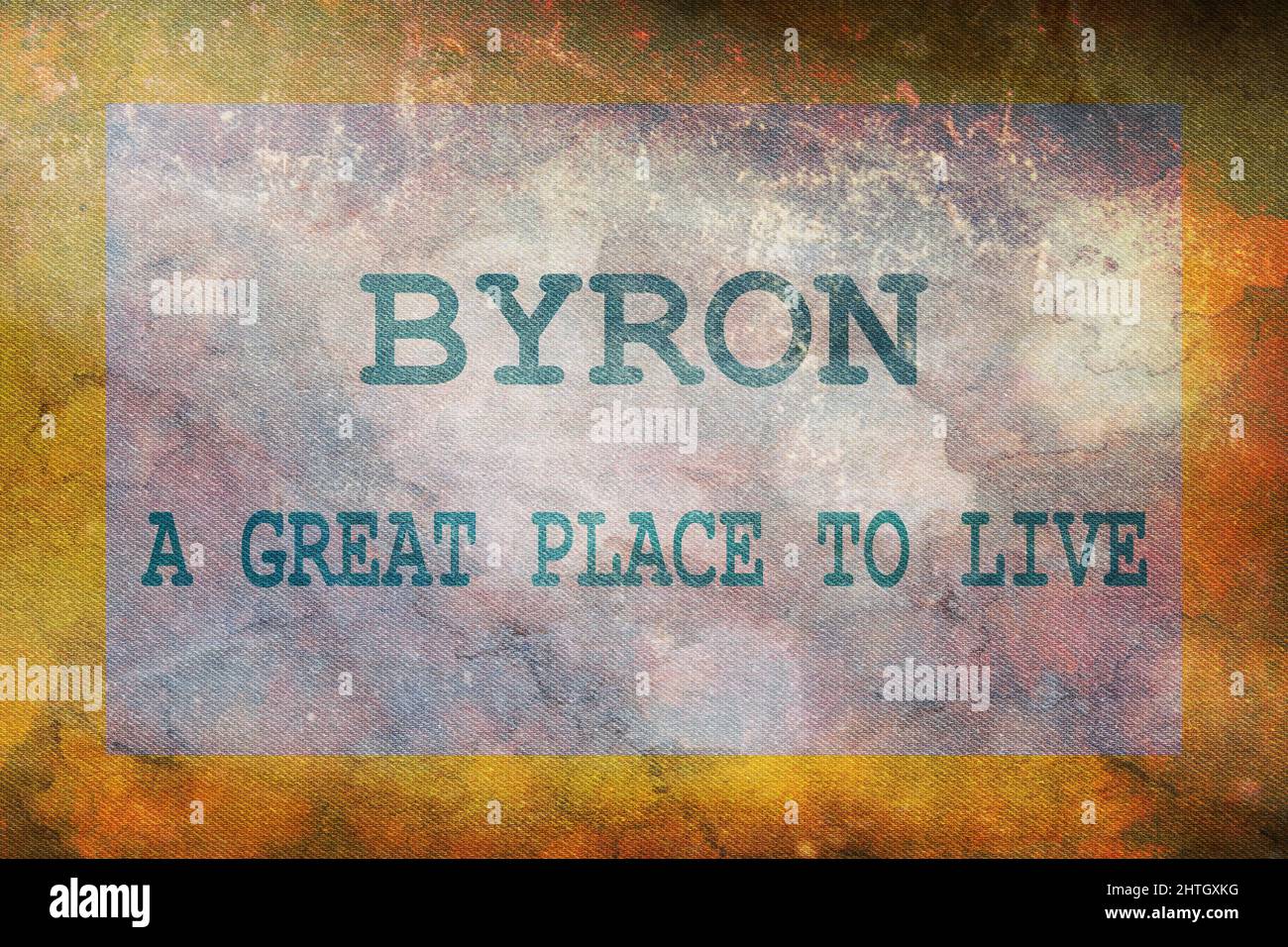 Vue de dessus du drapeau rétro de Byron, Wyoming, États d'Amérique déliés avec texture grunge. USA patriote et Voyage concept. Pas de mât. Conception plane, pose Banque D'Images