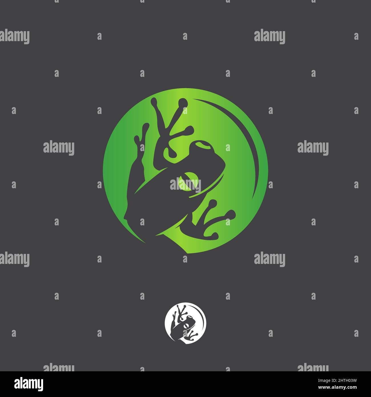 Dessin vert art grenouille patch au mur logo design inspiration.EPS 10 Illustration de Vecteur
